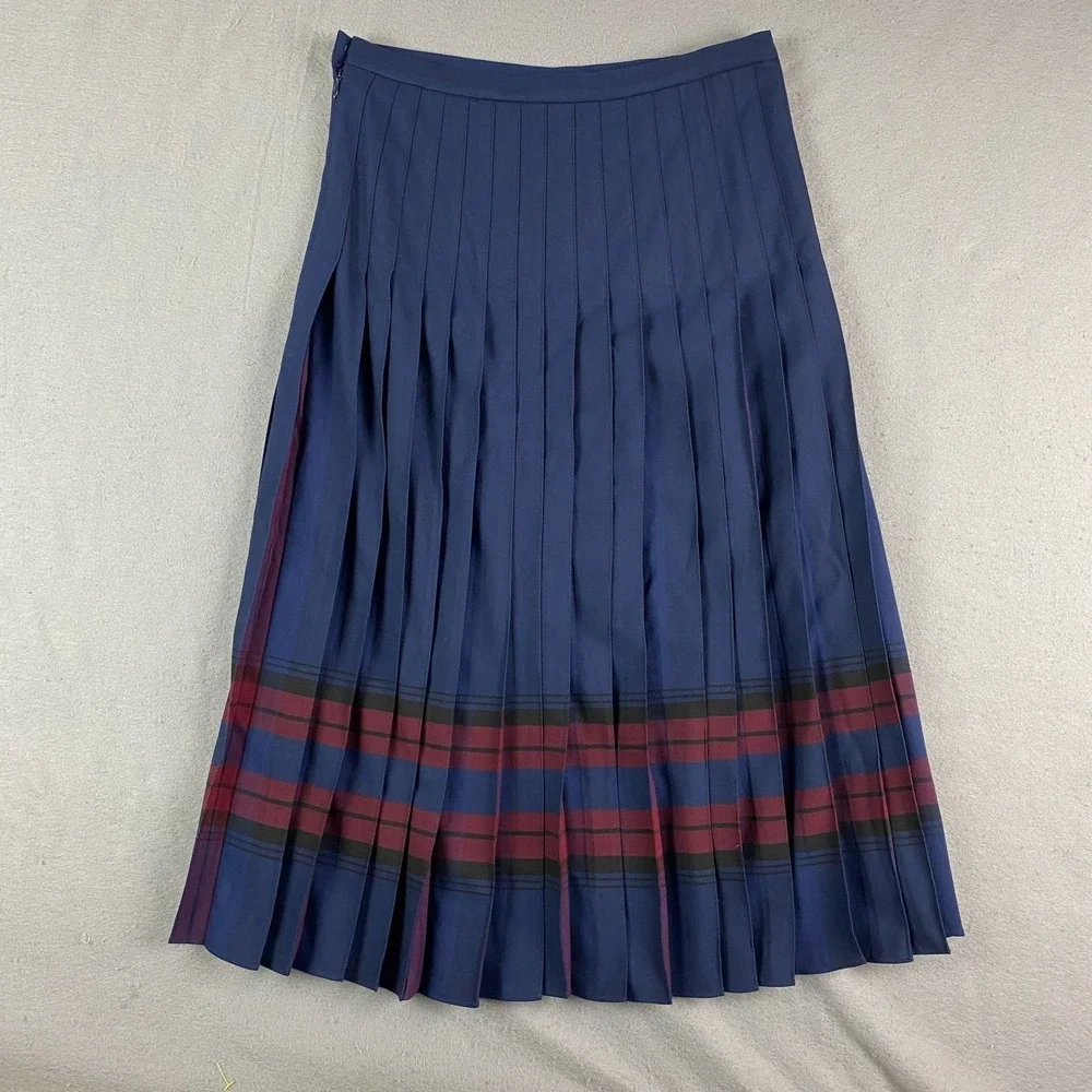 Brooks Brothers Womens Skirt Size 8 Contrast plaid Pleated Midi zip